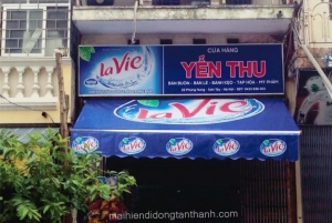 Thi công lắp đặt mái hiên di động cho hãng nước khoáng Lavie